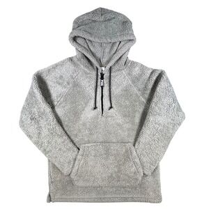 PINK Victoria's Secret Sherpa Fleece Half Zip Hoodie Women's Size M Gray